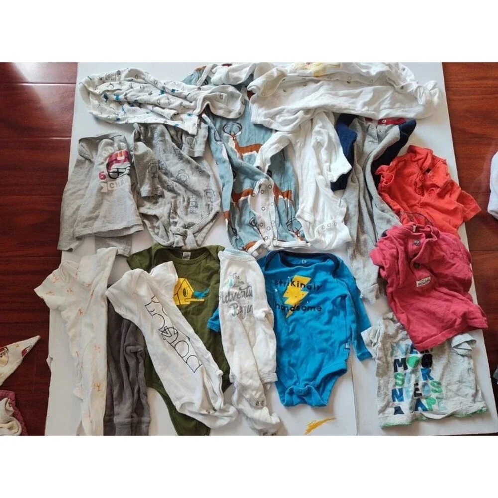 55pcs clothes lot bundle boy 3-9m assortment clothes clothing hoodies pants pj